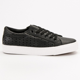 J. Star Openwork Black Sneakers 2