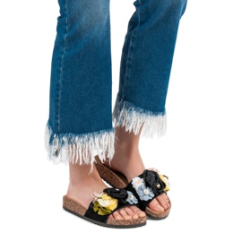 Cm Paris Slippers With Flowers black 1