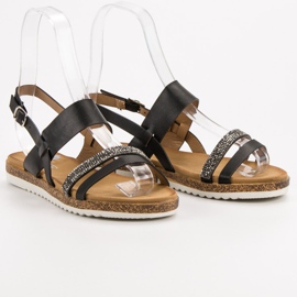 SHELOVET Sandals With Cubic Zirconia black 1