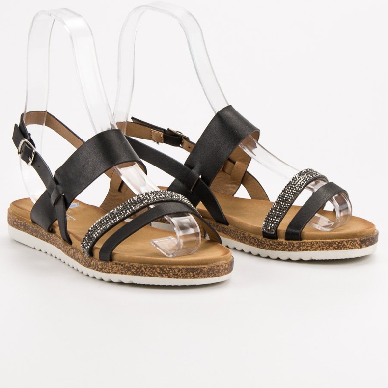 SHELOVET Sandals With Cubic Zirconia black 1