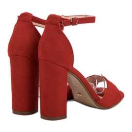 Ideal Shoes Comfortable high-heeled sandals red 1