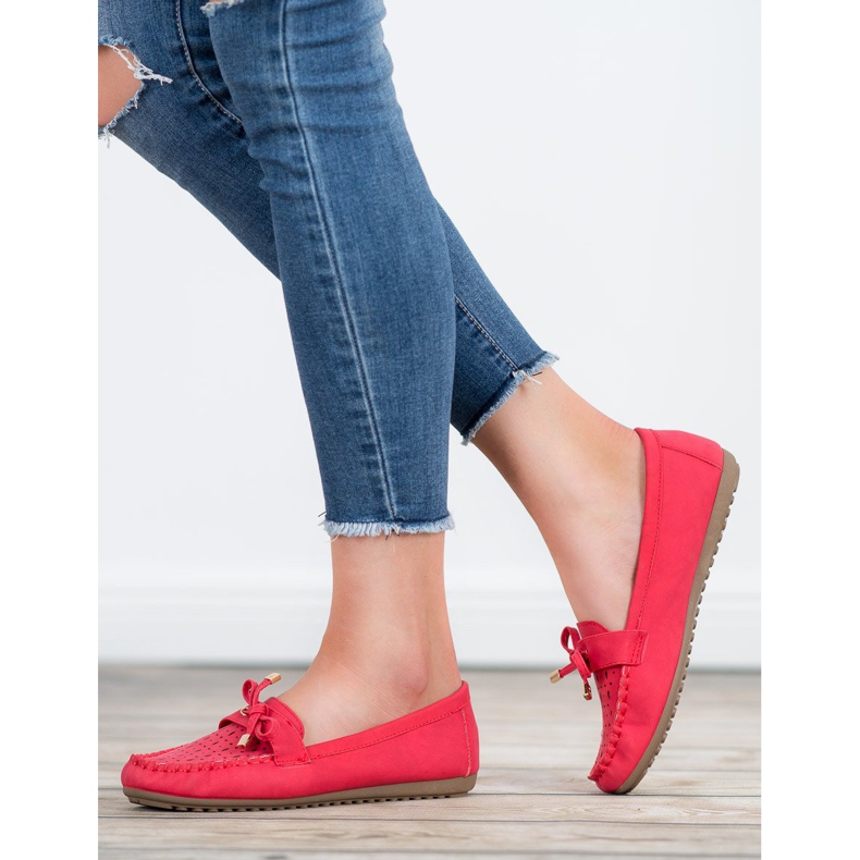 Top Shoes Red openwork loafers 2