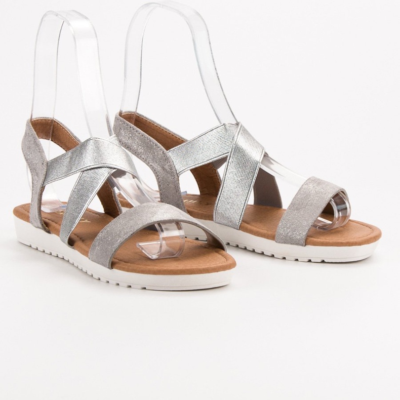 EXQUILY Silver Sandals With Eraser grey 2