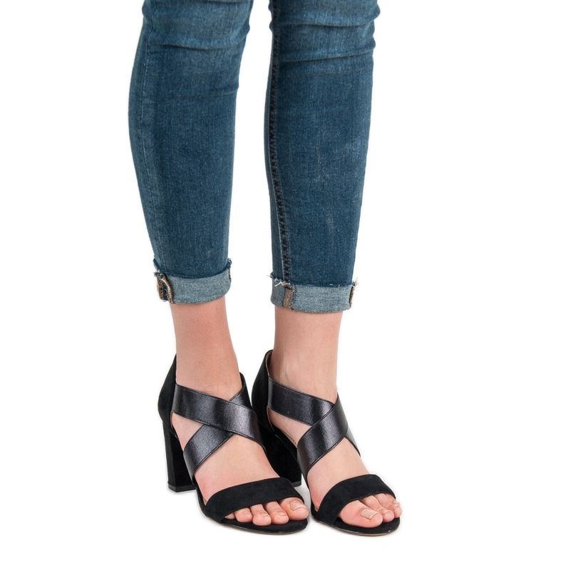 Evento Slip-on sandals with an elastic band black 2