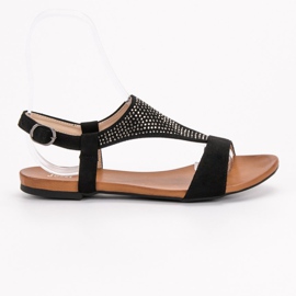 SHELOVET Sandals With Crystals black 1