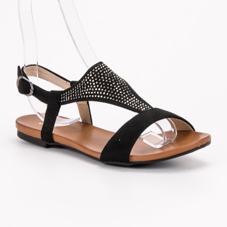 SHELOVET Sandals With Crystals black 2