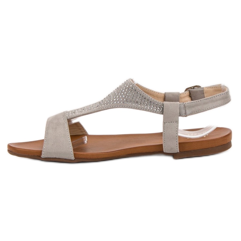 SHELOVET Sandals With Crystals grey 1 SHELOVET Sandals With Crystals grey 1