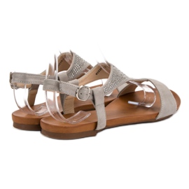 SHELOVET Sandals With Crystals grey 2