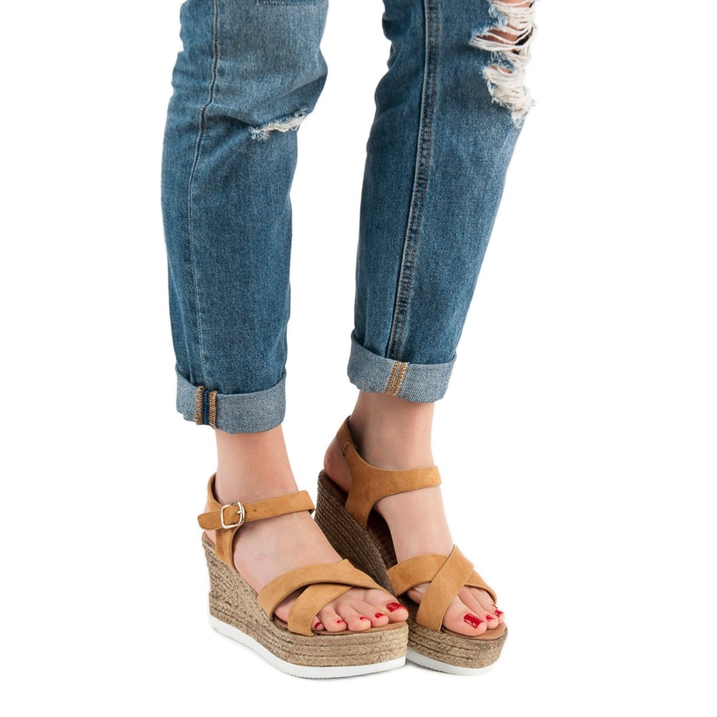 JESSY ROSS Camel Suede Sandals brown 1