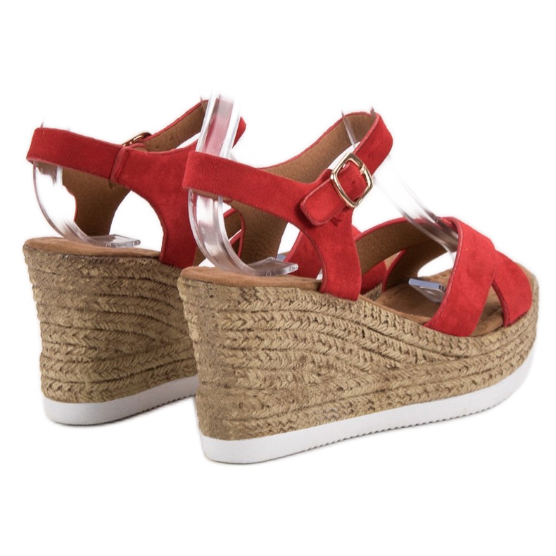 JESSY ROSS Red Suede Sandals 2