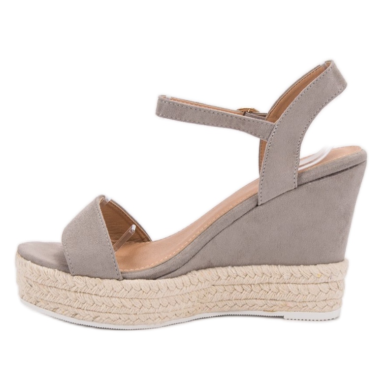 Ideal Shoes Stylish wedge sandals grey 1