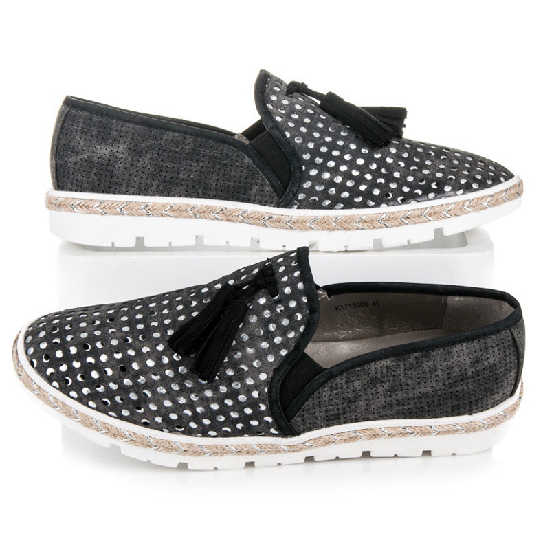 Kylie Openwork Slipony Espadrilles black 2