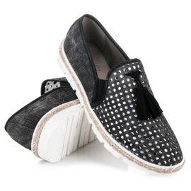 Kylie Openwork Slipony Espadrilles black 1