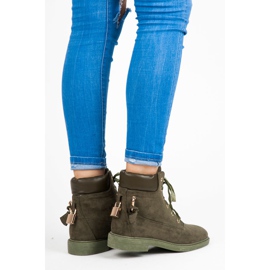 Ideal Shoes Suede Workers Tied With A Ribbon green 2