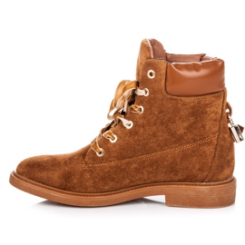 Ideal Shoes Suede Workers Tied With A Ribbon brown 1