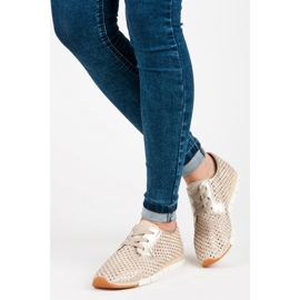 Kylie Fashionable tied Sneakers yellow brown 1