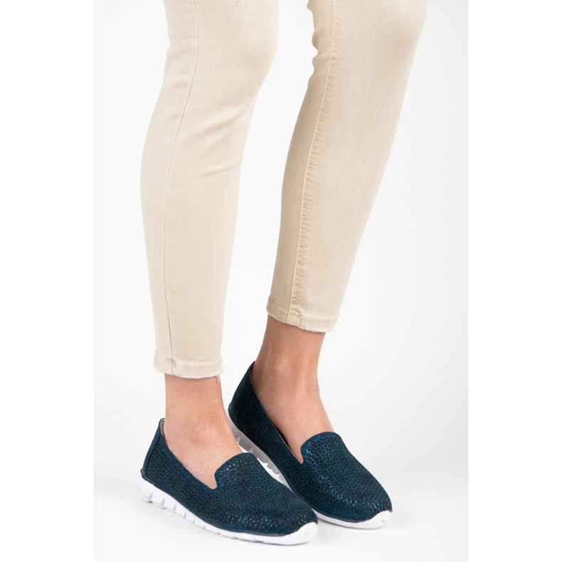 Vinceza Openwork Leather Lords navy blue 1 Vinceza Openwork Leather Lords navy blue 1