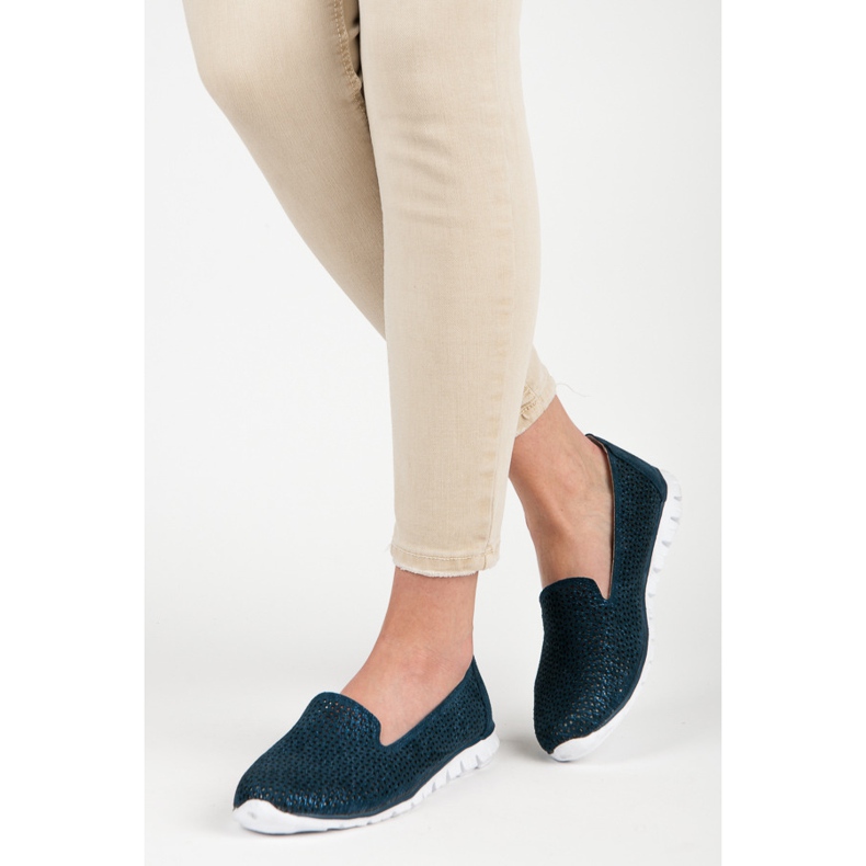 Vinceza Openwork Leather Lords navy blue 2 Vinceza Openwork Leather Lords navy blue 2