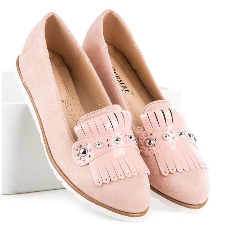 Seastar Suede Loafers With Fringes pink 1