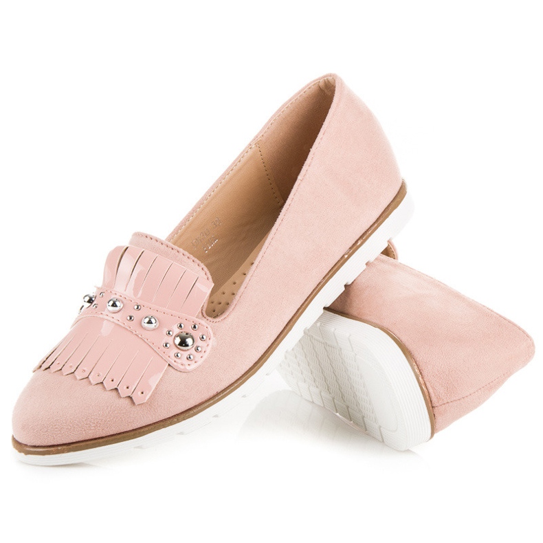 Seastar Suede Loafers With Fringes pink 2