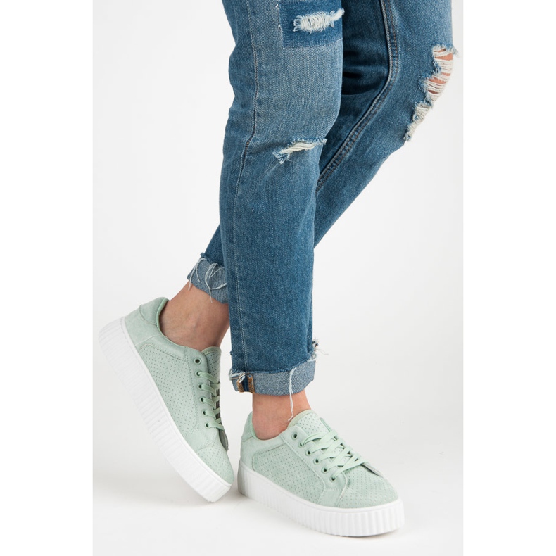 Seastar Suede Sneakers On The Platform green 2