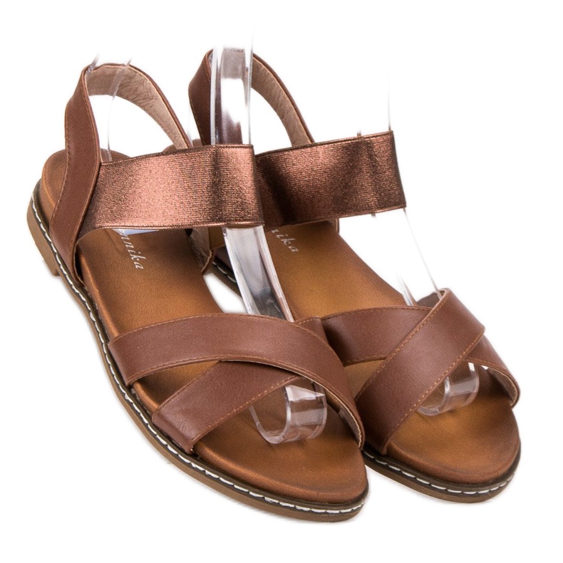 Mannika Brown sandals with an elastic band 1