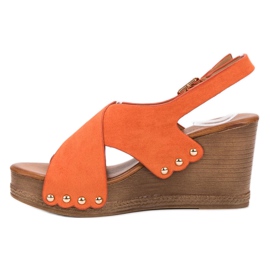 SHELOVET Suede Sandals orange 1