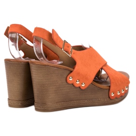 SHELOVET Suede Sandals orange 2