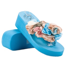 Fama Foam wedge flip-flops blue 1