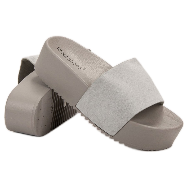 Ideal Shoes Slippers On The Platform grey 1