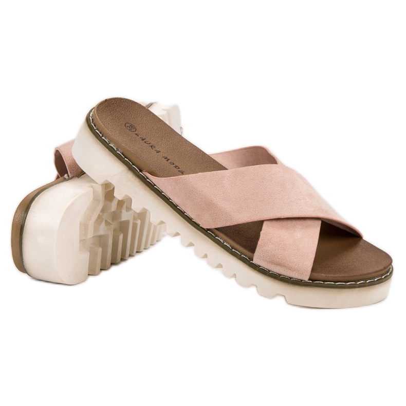 Laura Mode Beige Suede Slippers 1