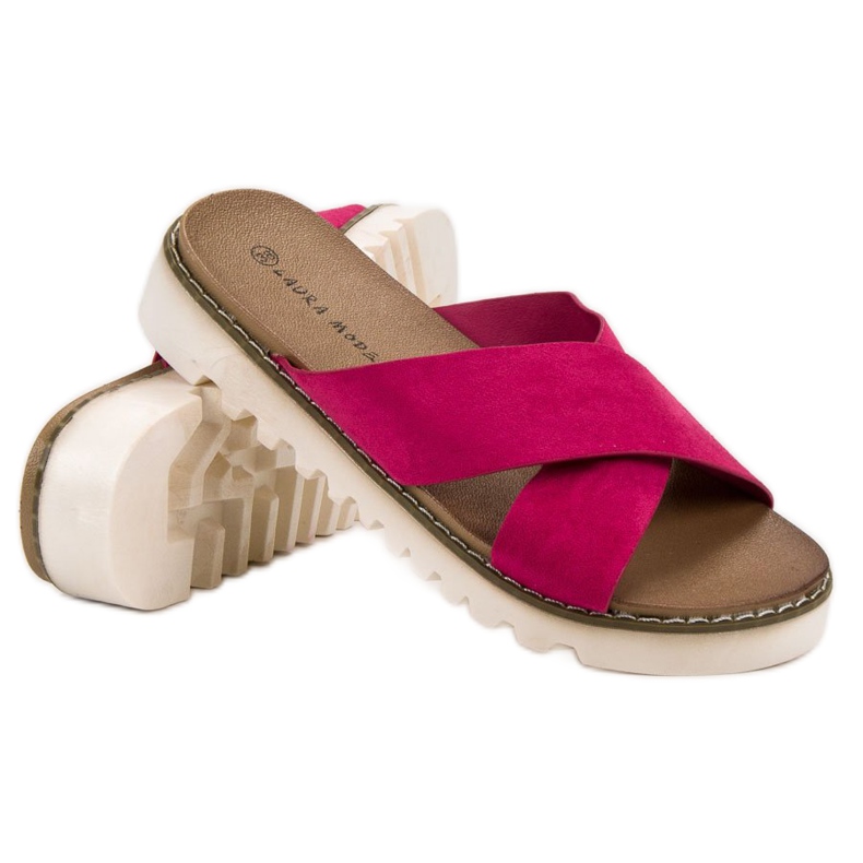 Laura Mode Fuchsia Suede Slippers violet 2