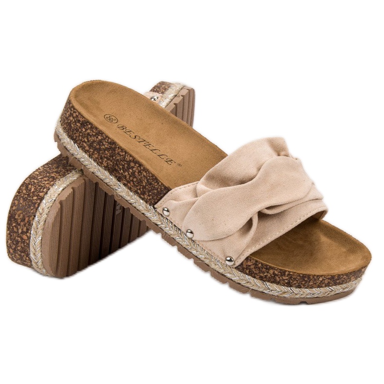 Bestelle Slippers With Frill brown 1