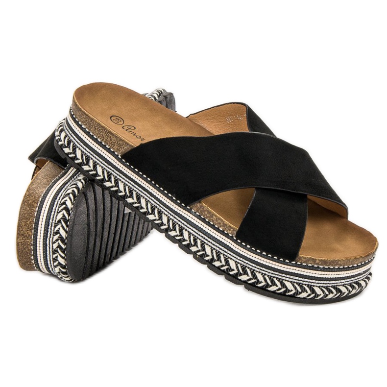 SHELOVET Boho Black Slippers 1