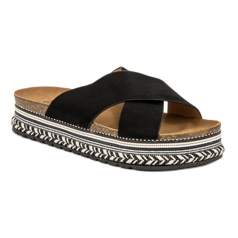 SHELOVET Boho Black Slippers 2