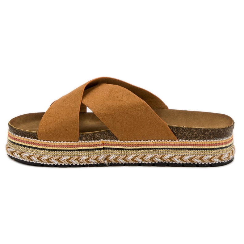 SHELOVET Boho camel slippers brown 2