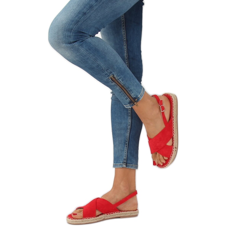 Red espadrilles sandals YJ-2M12 Red 1