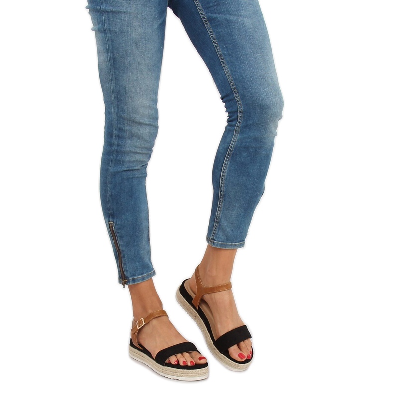 Black espadrilles sandals Y-8224 Black 1