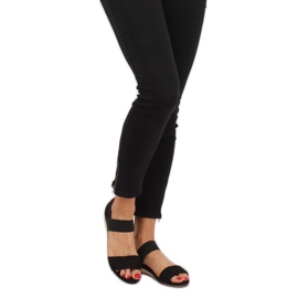 Black sandals espadrilles 9R71 Black 2