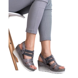 Goodin Comfortable wedge sandals grey 2