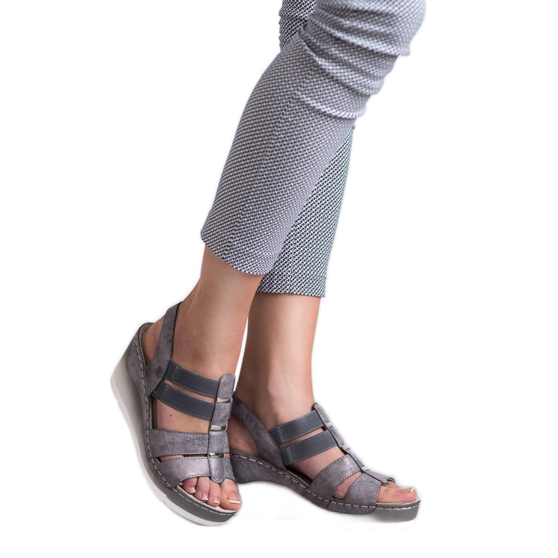 Goodin Comfortable wedge sandals grey 1