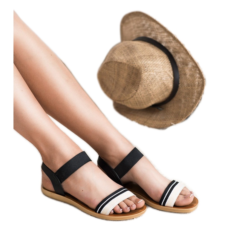 SHELOVET Flat sandals with an elastic band black 2