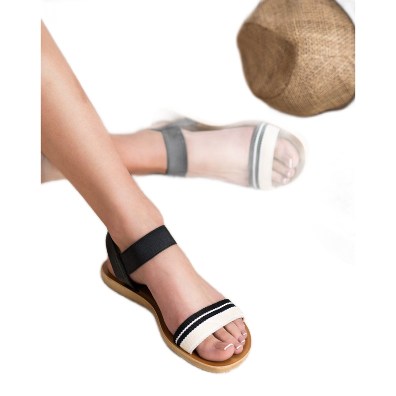 SHELOVET Flat sandals with an elastic band black 1