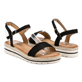 EXQUILY Black Sandals 1