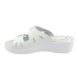 Women's leather flip flops white wedges 5