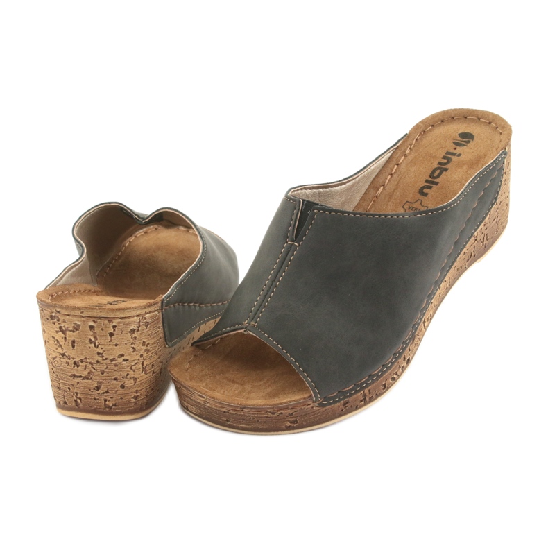 Women's slippers wedge Inblu NG002 black brown multicolored 4