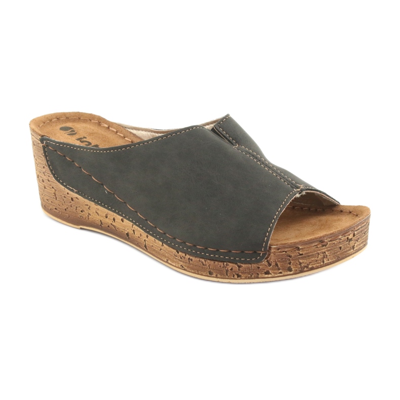 Women's slippers wedge Inblu NG002 black brown multicolored 1