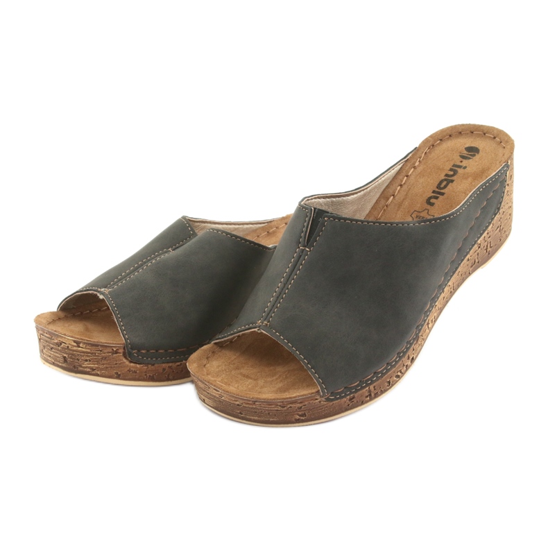 Women's slippers wedge Inblu NG002 black brown multicolored 3