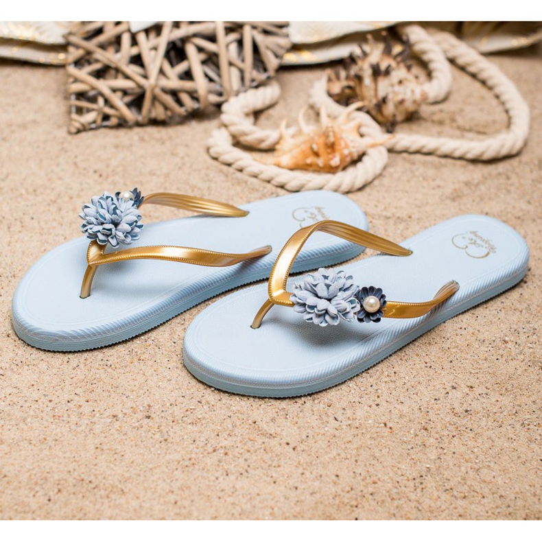 Ax Boxing Flip-Flops With Flowers blue 2