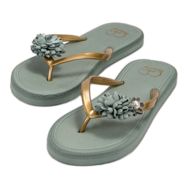 Ax Boxing Flip-Flops With Flowers green 2